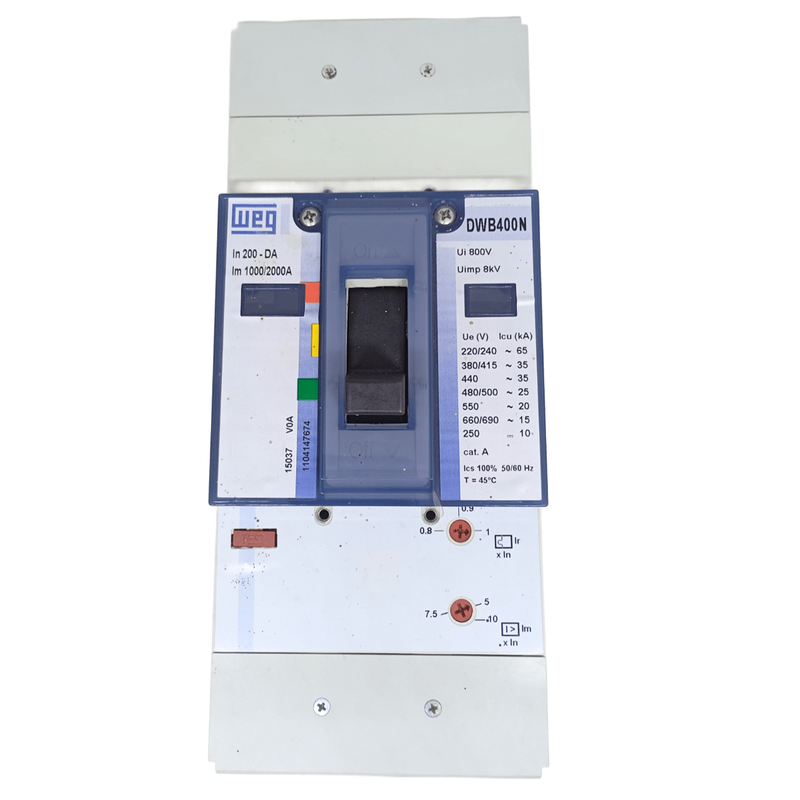 Disjuntor Caixa Moldada DWB 400NDA Trip. WEG DWB400N200-3DA 200A